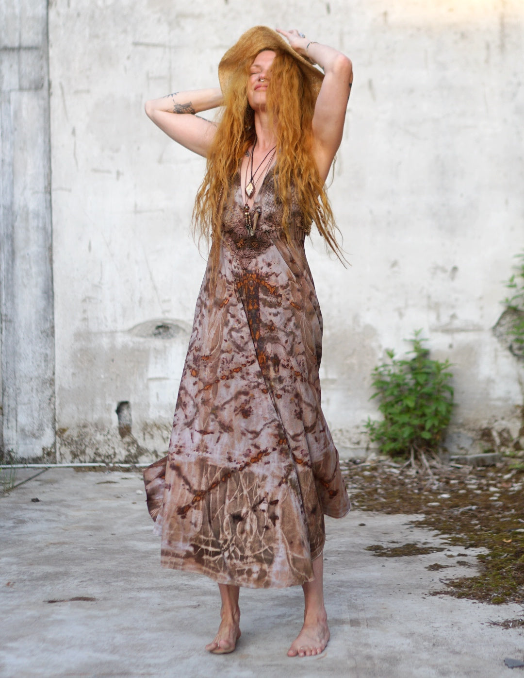 Kali Maxi Dress Natural Habitat - Copper Flakes Clay