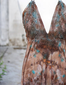 Kali Maxi Dress Natural Habitat - Copper and Turquoise Flakes Clay