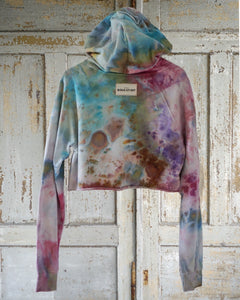 Over Size Crop  Hoodie -  Flower Power