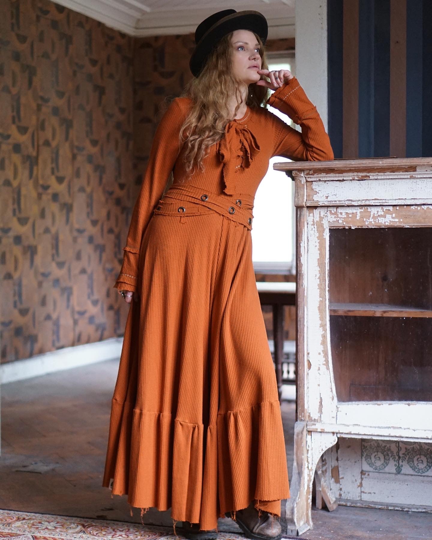 Folkloric Maxi Dress - Rust