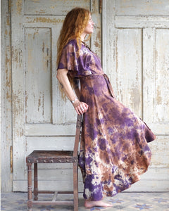 Wrap Dress   - Purple / Warm  Brown