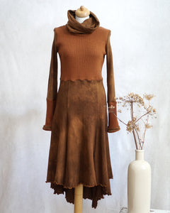 Knit Mix Midi Dress - Rust