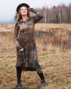 Rib Mix Midi Dress - Black Soil/Dark Rust