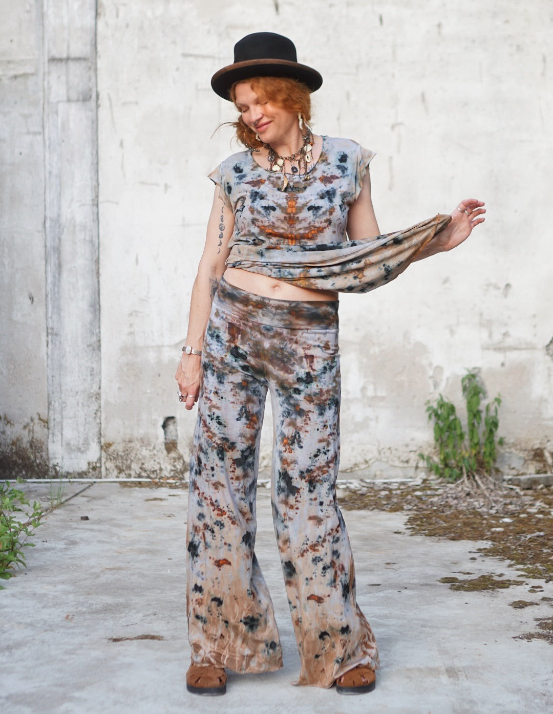 Natural Habitat Comfy Flare Trousers  - Earth Treasure / Copper Flakes