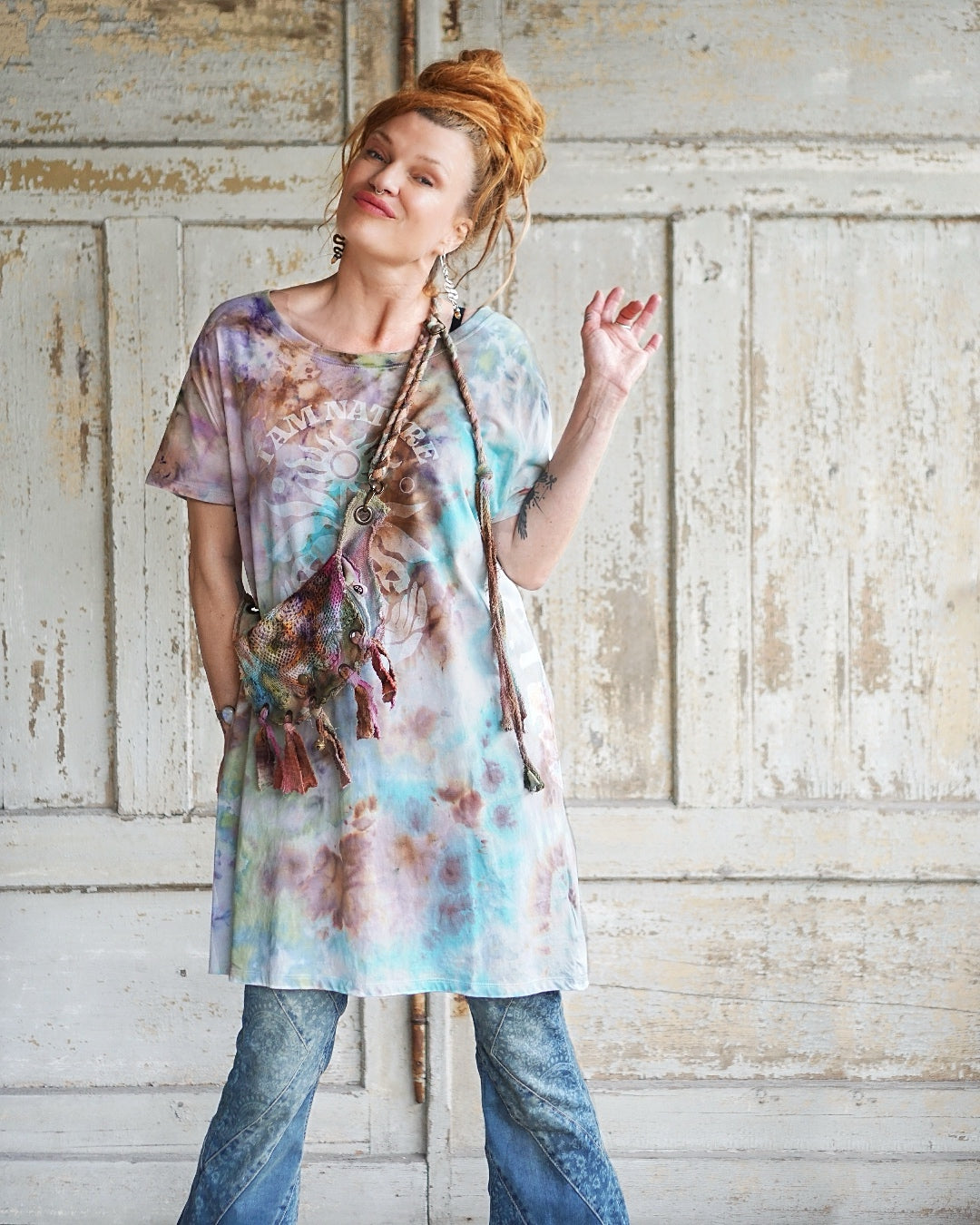 Organic Cotton Long Shirt/ Dress - Flower Power