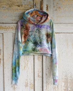 Over Size Crop  Hoodie -  Flower Power