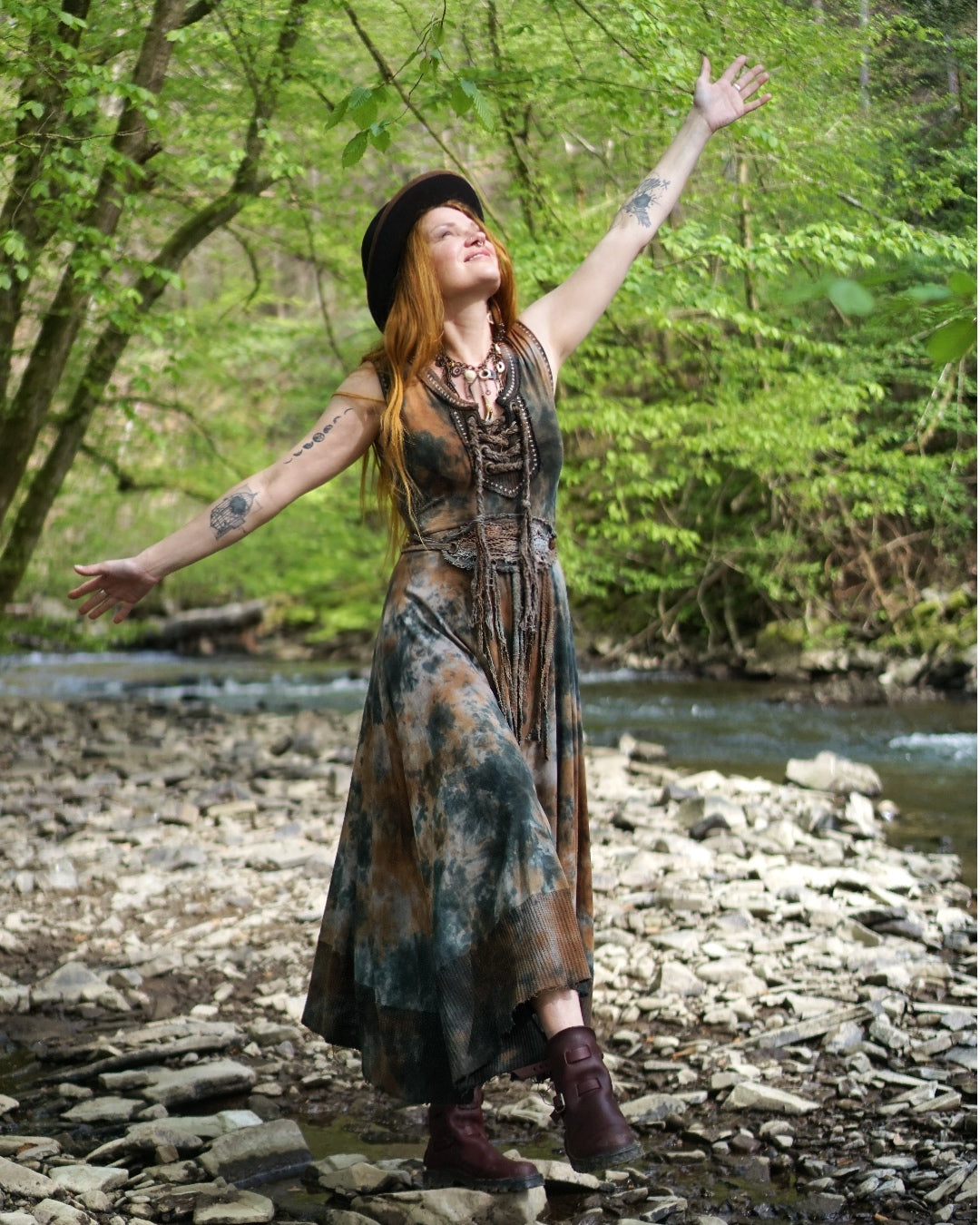 Ella  Maxi Dress - Forest Floor/Black