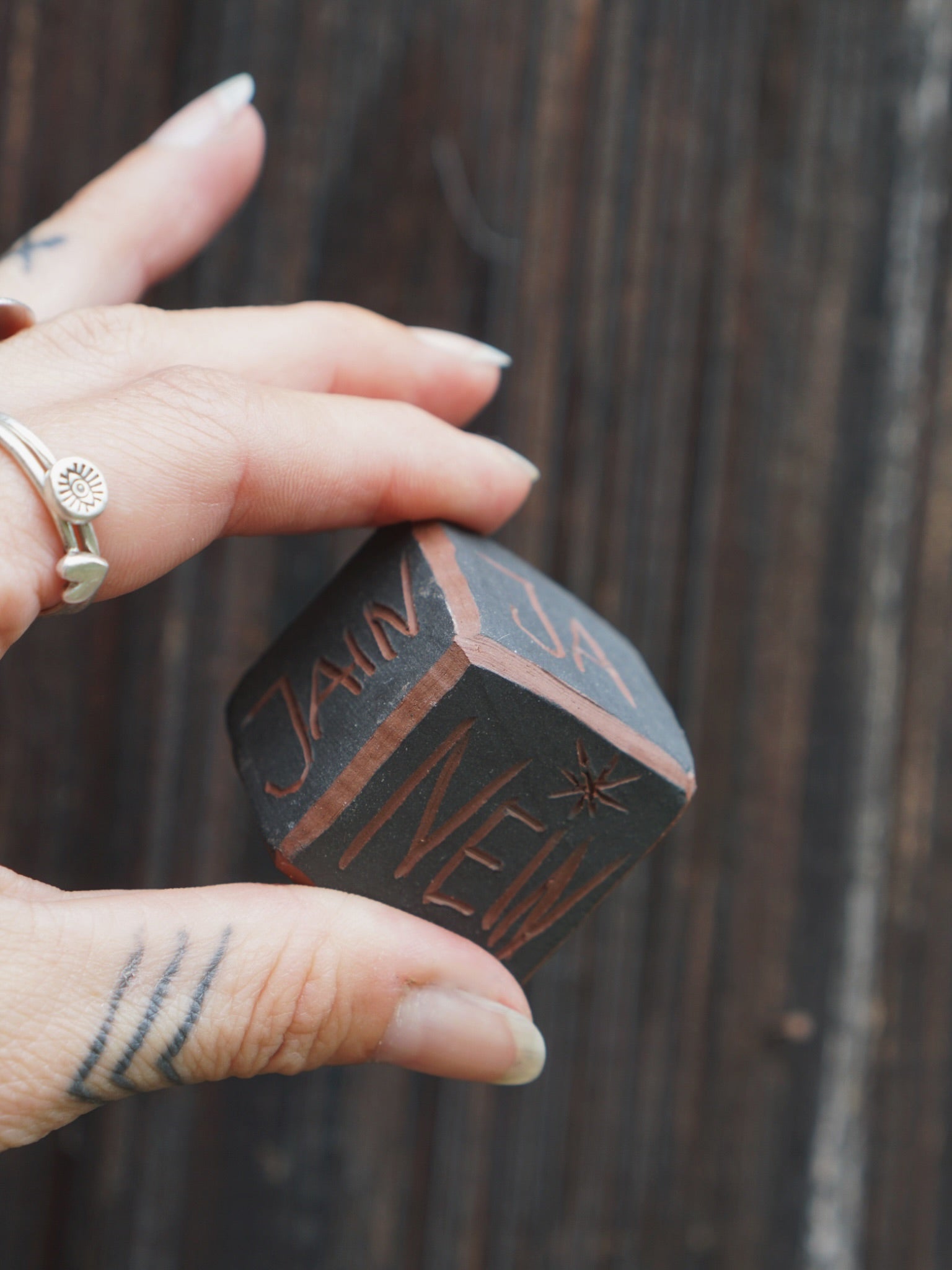 Decision Dice - Black or White with Terracotta