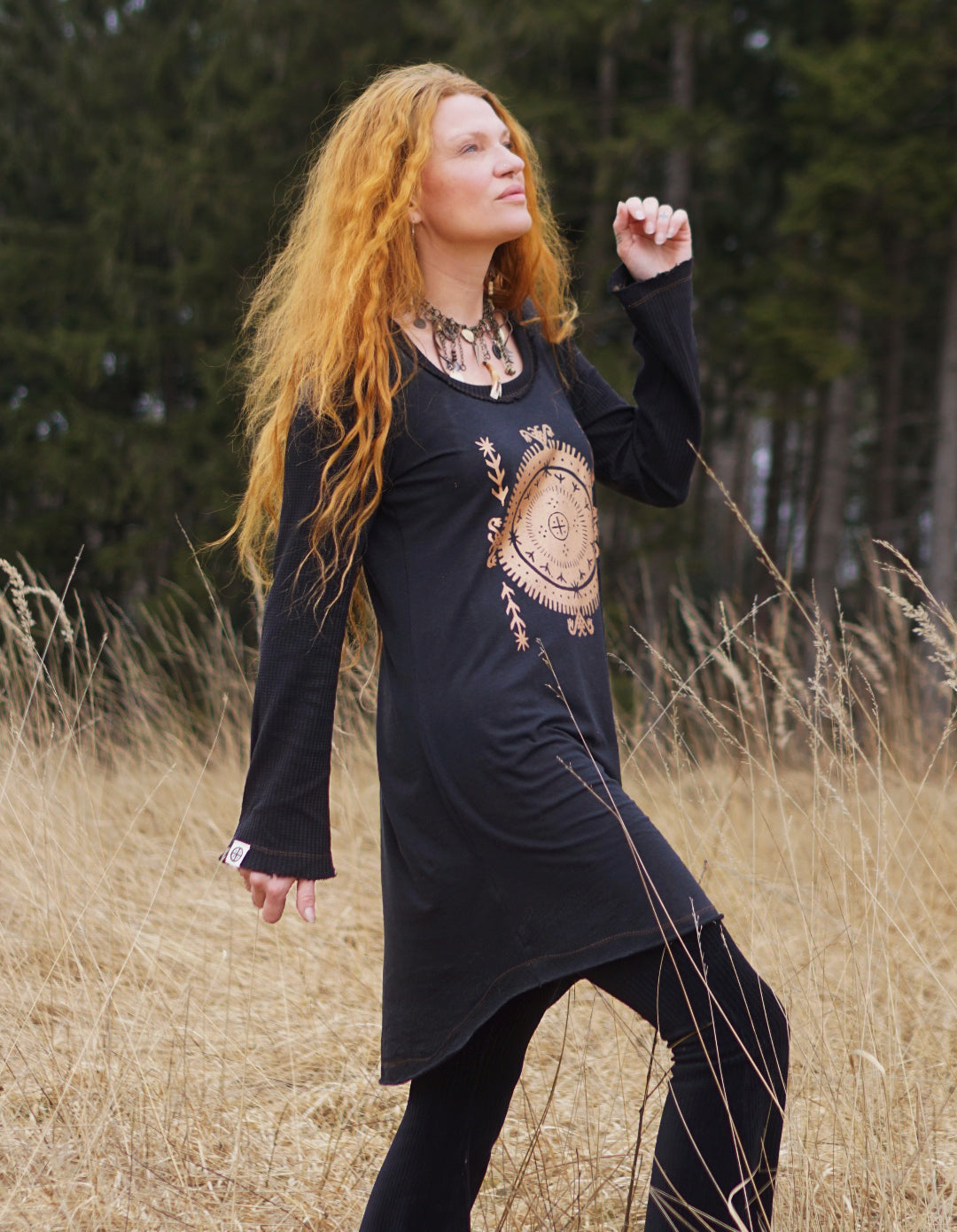 Cozy Oversized Long Sleeve Dress - Raven Black