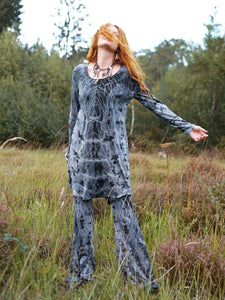 Cozy Oversized Long Sleeve Dress - Black Grey