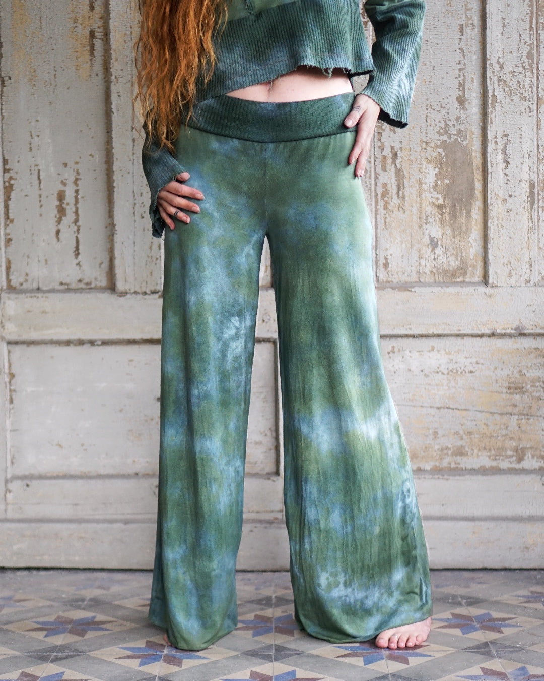 Comfy flare Trousers  - Sea Green