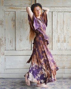 Wrap Dress   - Purple / Warm  Brown