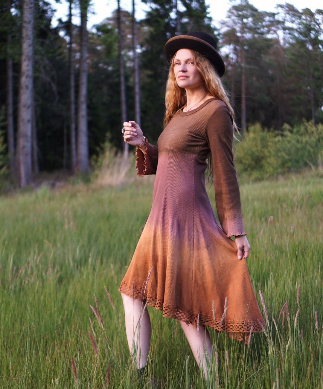 Ribbed Summer Evening Dress - Berries and Cream