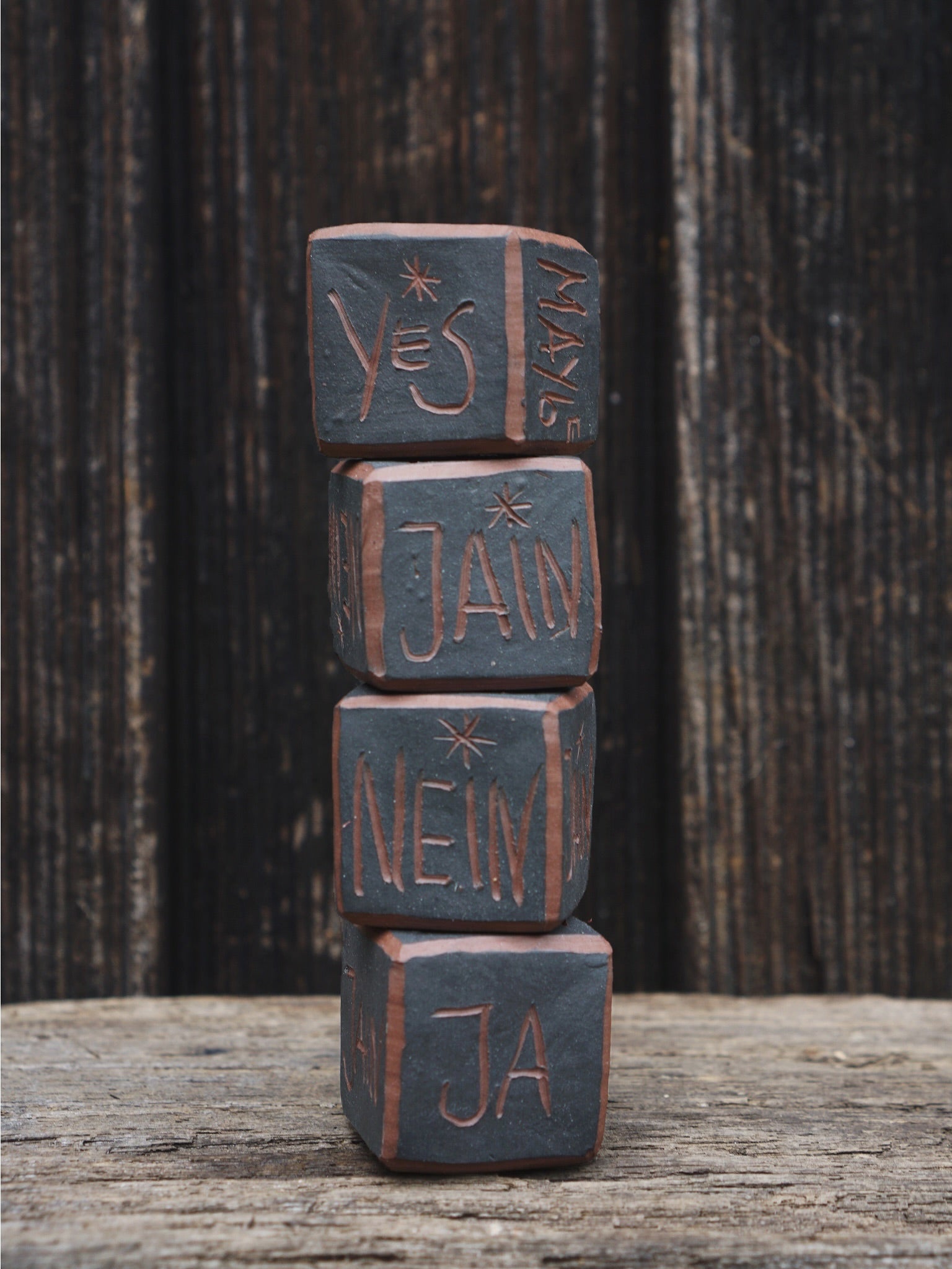 Decision Dice - Black or White with Terracotta