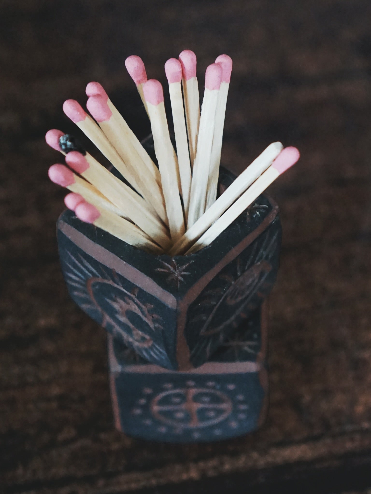 Magic Matchbox and Storage Candleholder - black