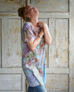 Organic Cotton Long Shirt/ Dress - Flower Power