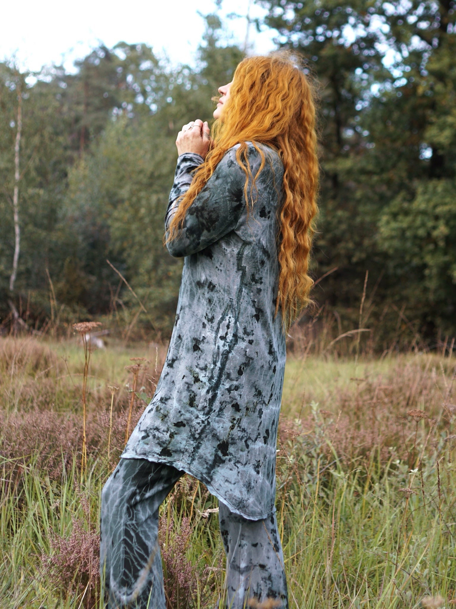 Cozy Oversized Long Sleeve Dress - Black Grey