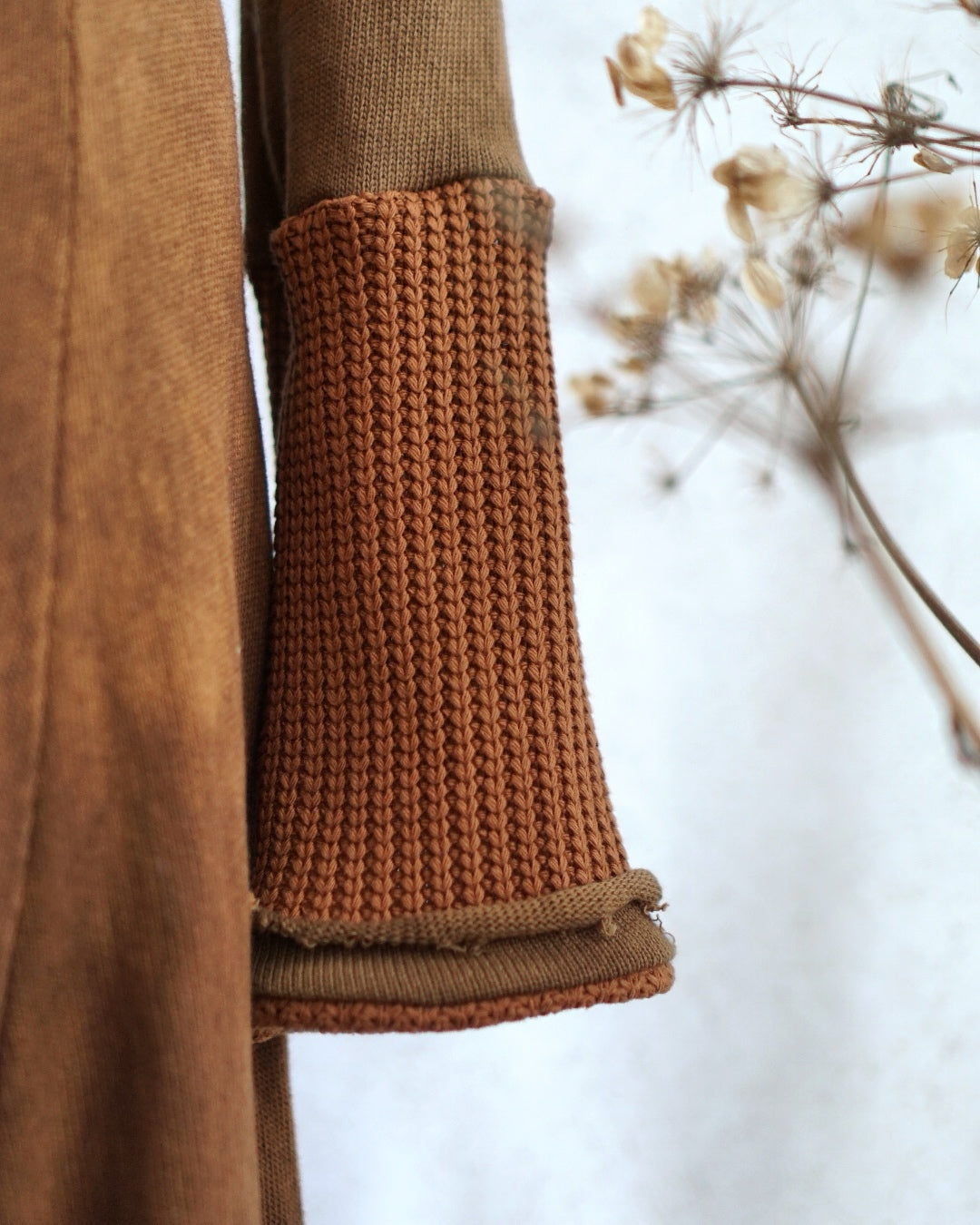 Knit Mix Midi Dress - Rust