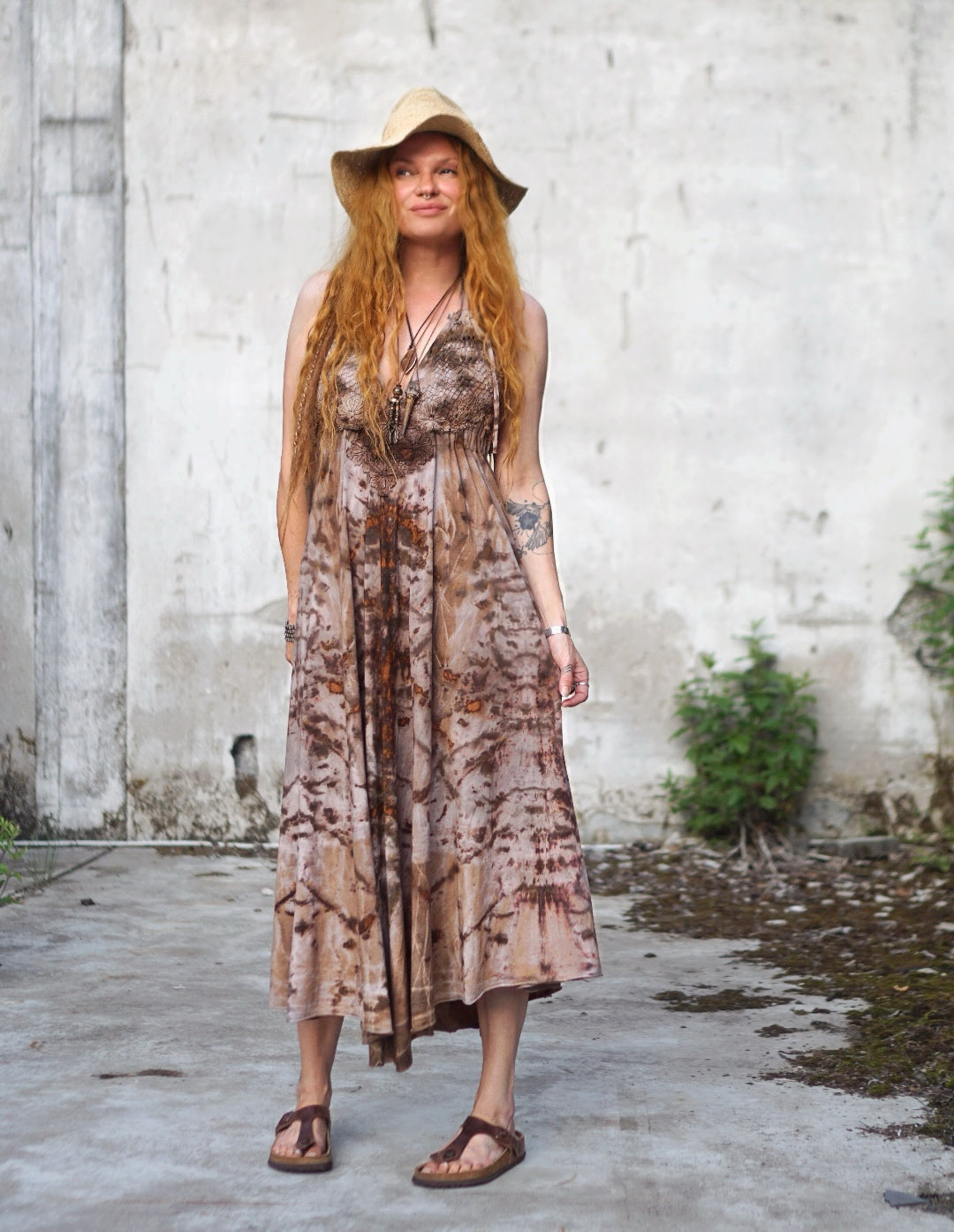 Kali Maxi Dress Natural Habitat - Copper Flakes Clay