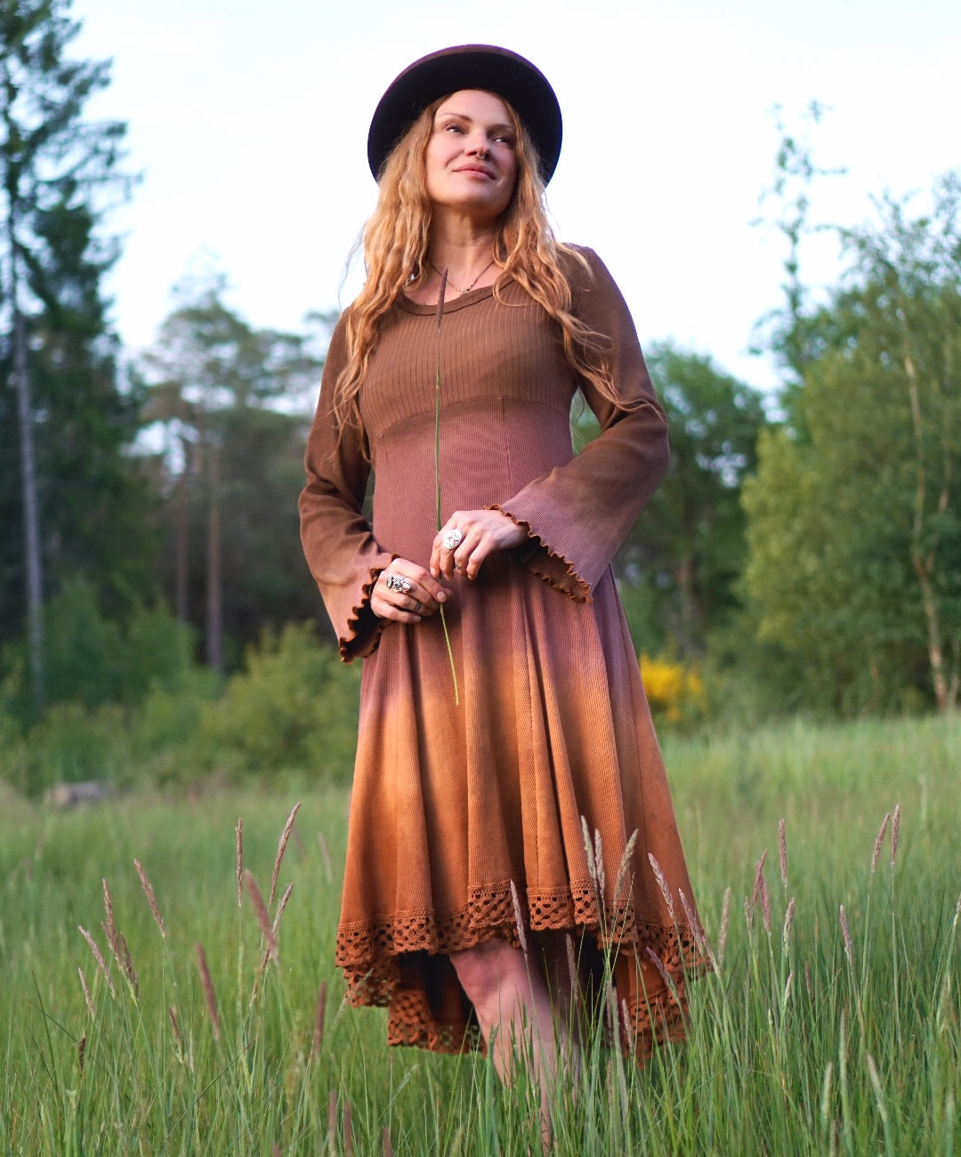 Ribbed Summer Evening Dress - Berries and Cream