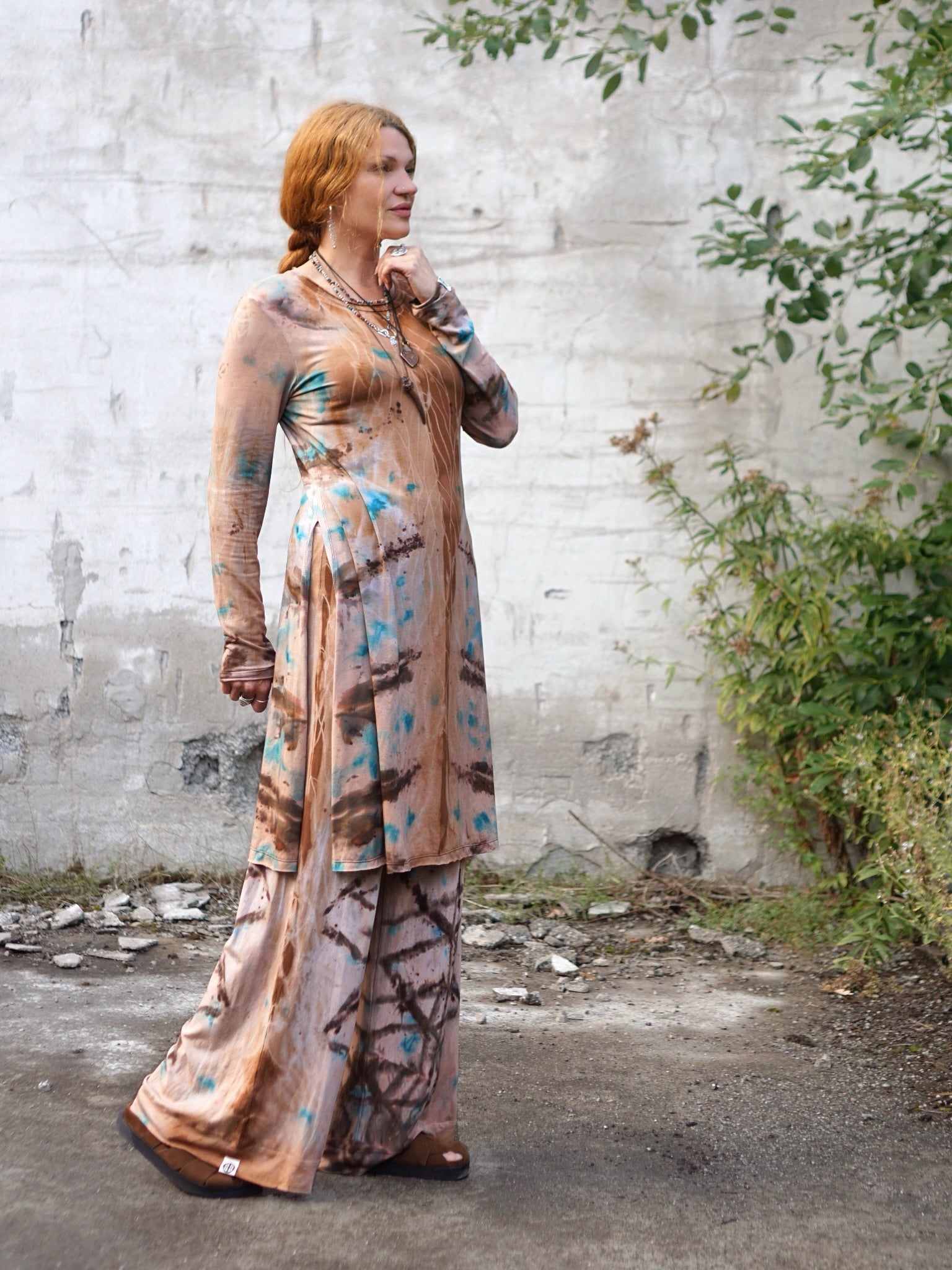 Natural Habitat Oversized Tunic  - Clay Turquoise