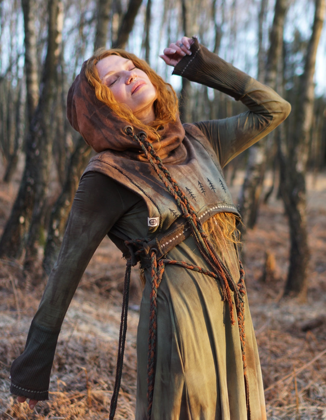 Hemp Hoodie  Vest - Dragon Blood / Vintage Jade