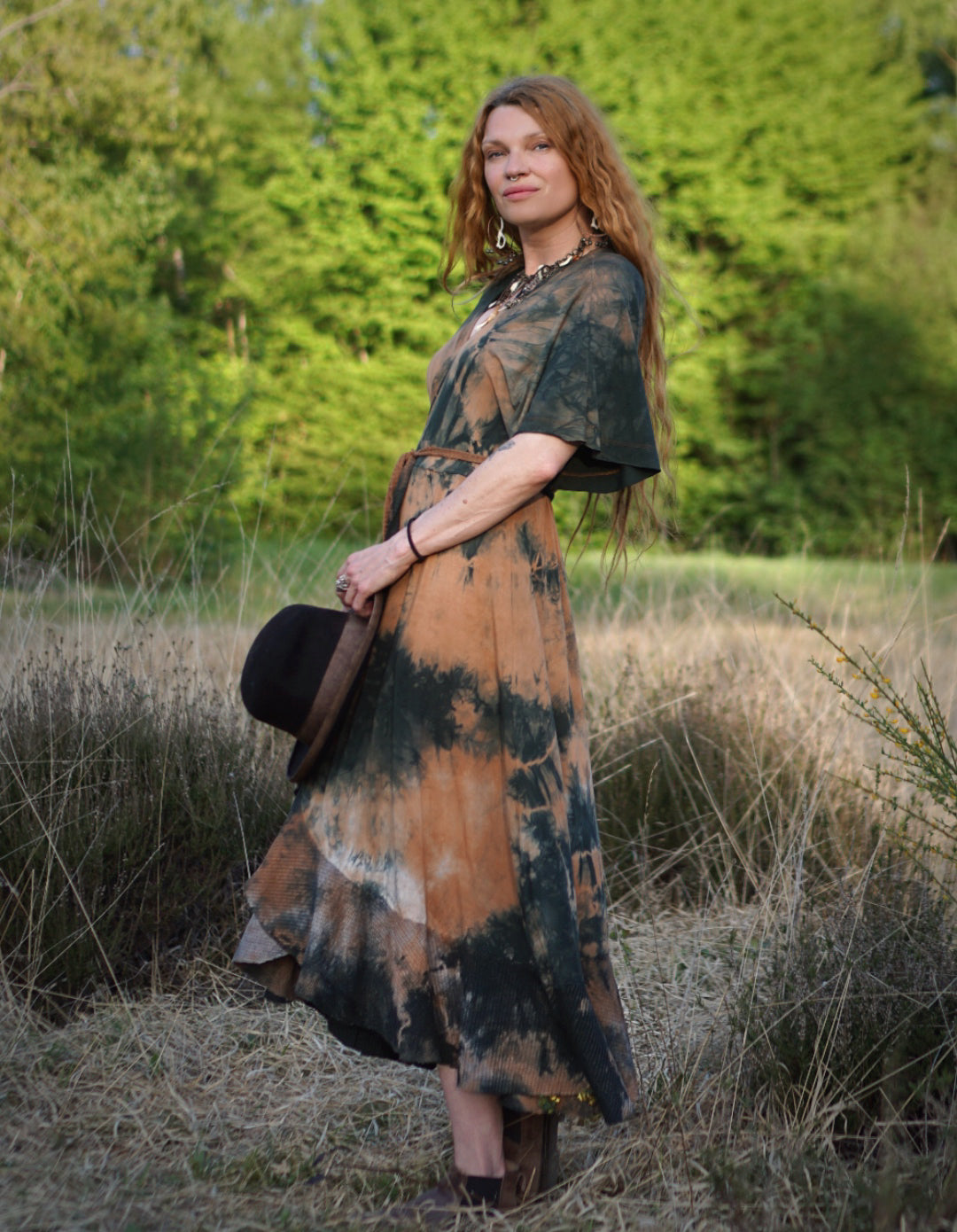 Wrap Maxi Dress  - Black / Warm Brown