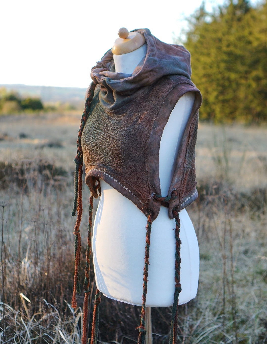 Hemp Hoodie  Vest - Fallen Leafs