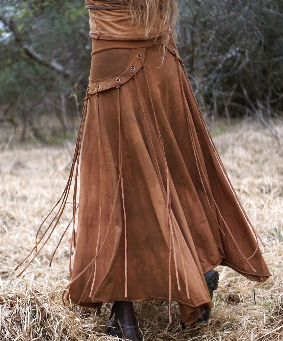 Maxi Fringe Skirt - Rust