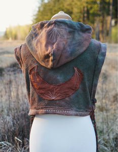 Hemp Hoodie  Vest - Fallen Leafs