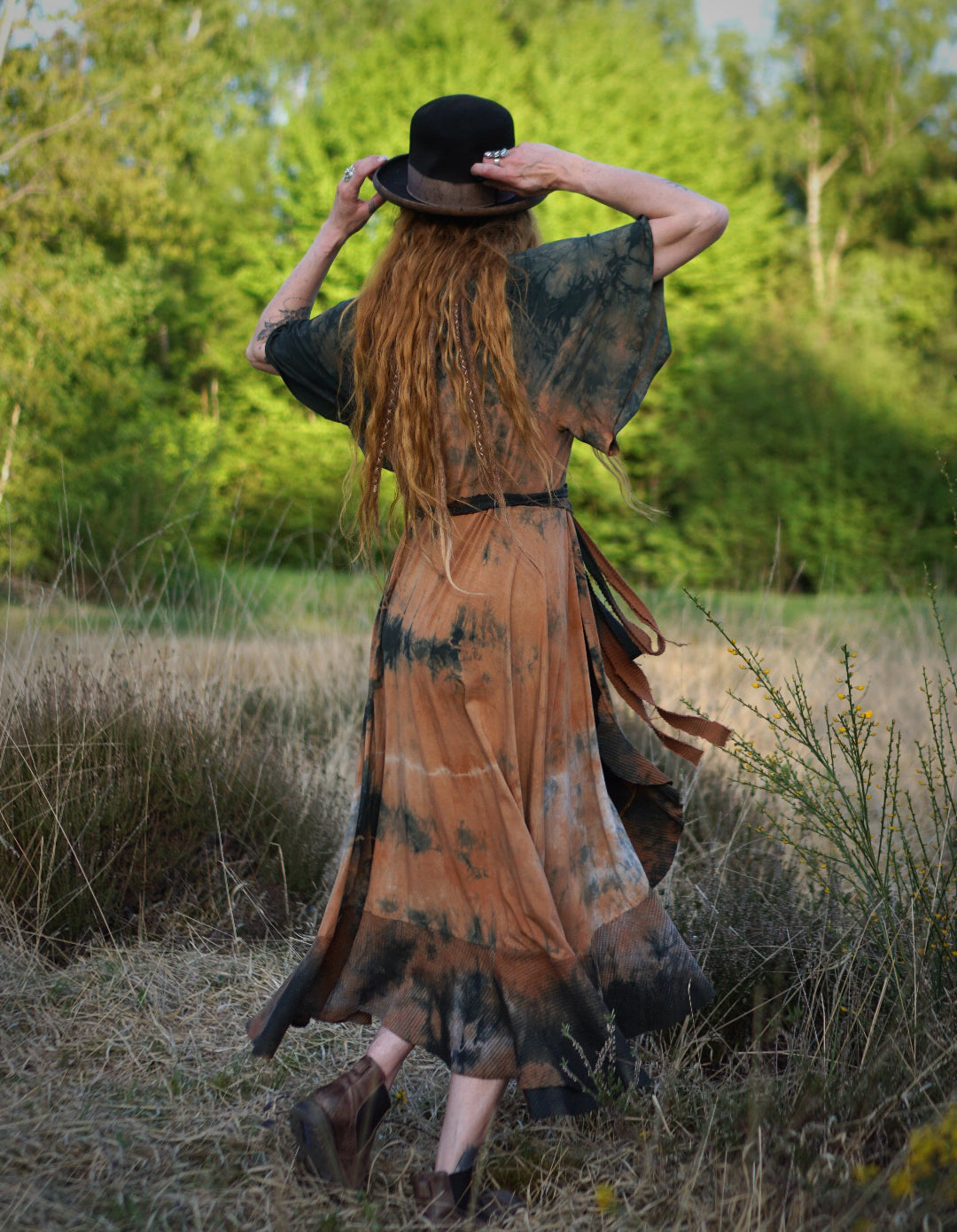 Wrap Maxi Dress  - Black / Warm Brown