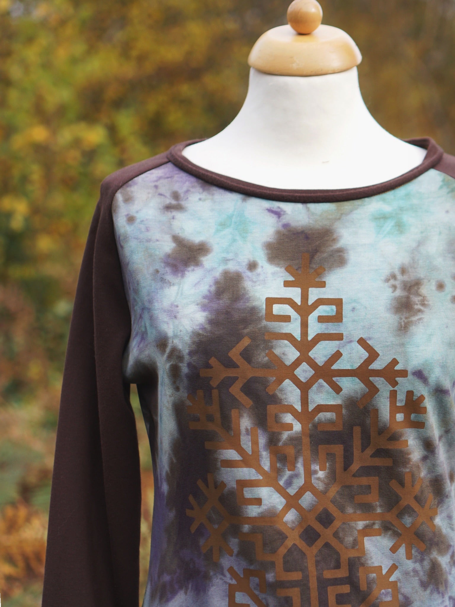 Oak Leaf Raglan Long Sleeve - Brown Purple