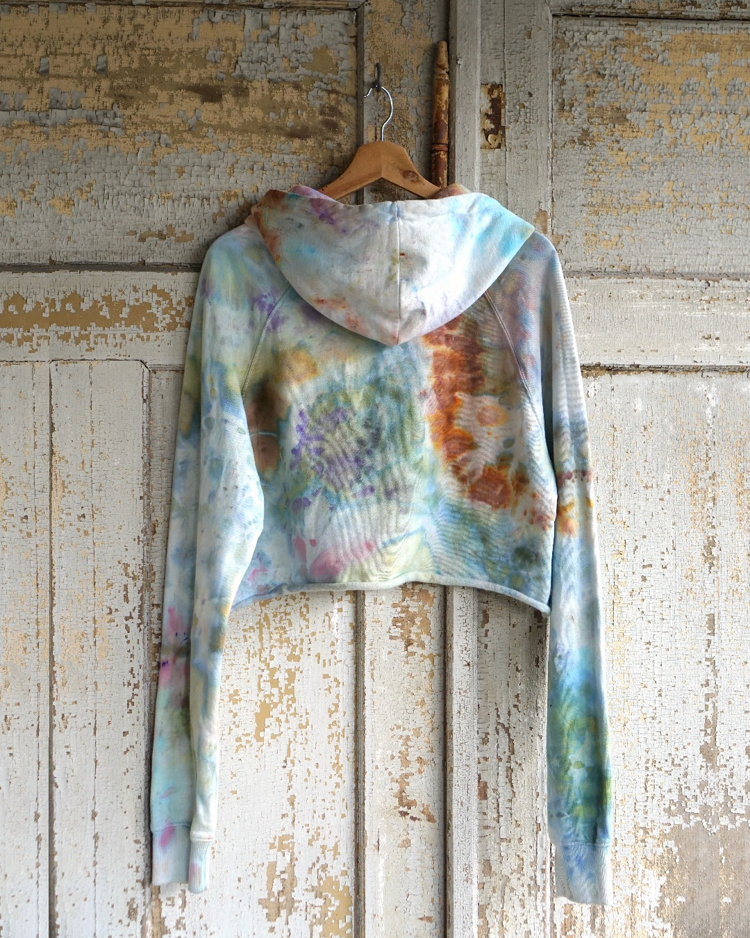 Over Size Crop  Hoodie -  Flower Power