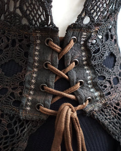 Crochet Patchwork Vest - Black Soil