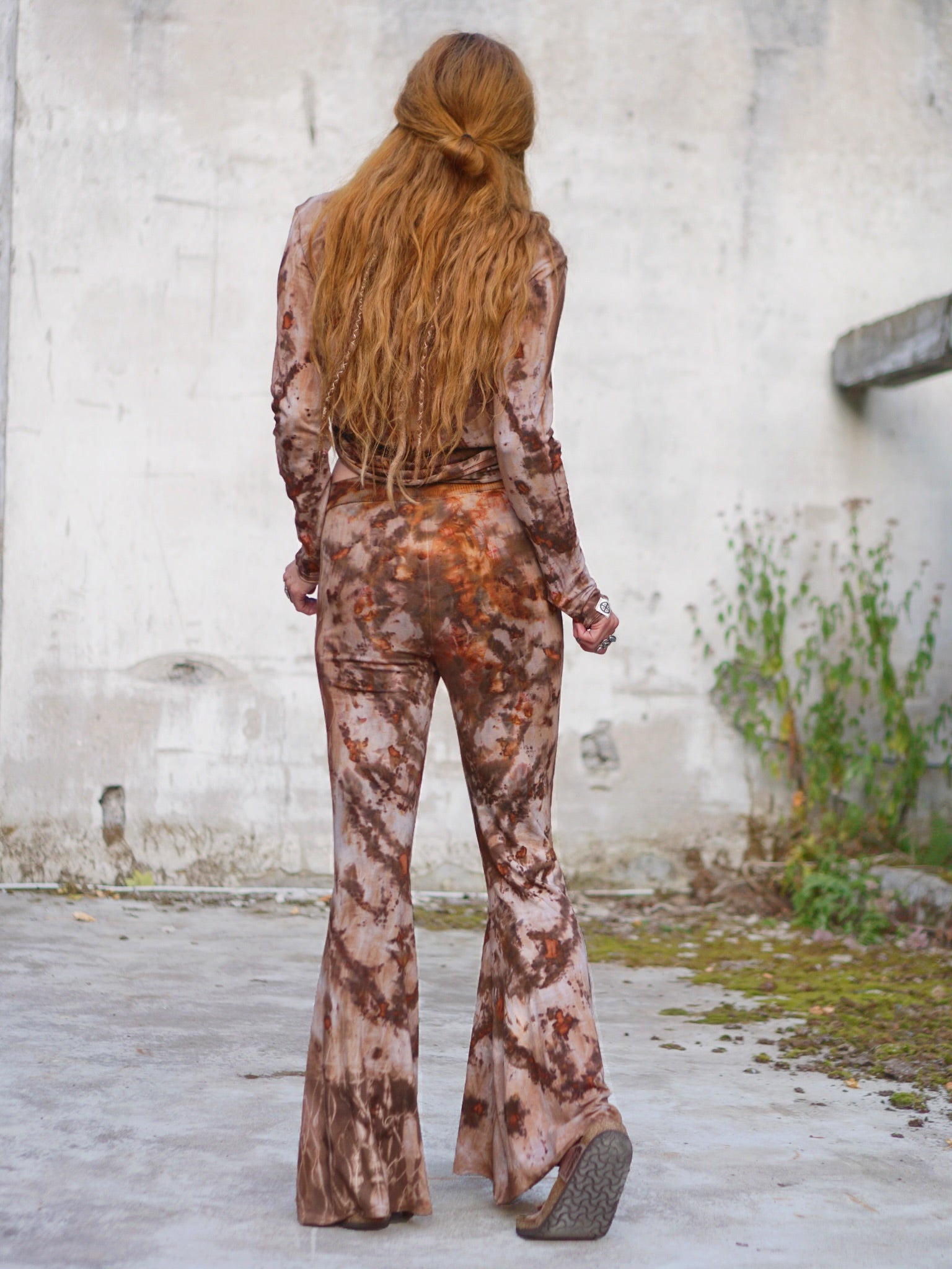 Natural Habitat Comfy Flare Trousers  -  Copper Flakes Clay