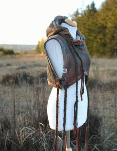 Hemp Hoodie  Vest - Fallen Leafs