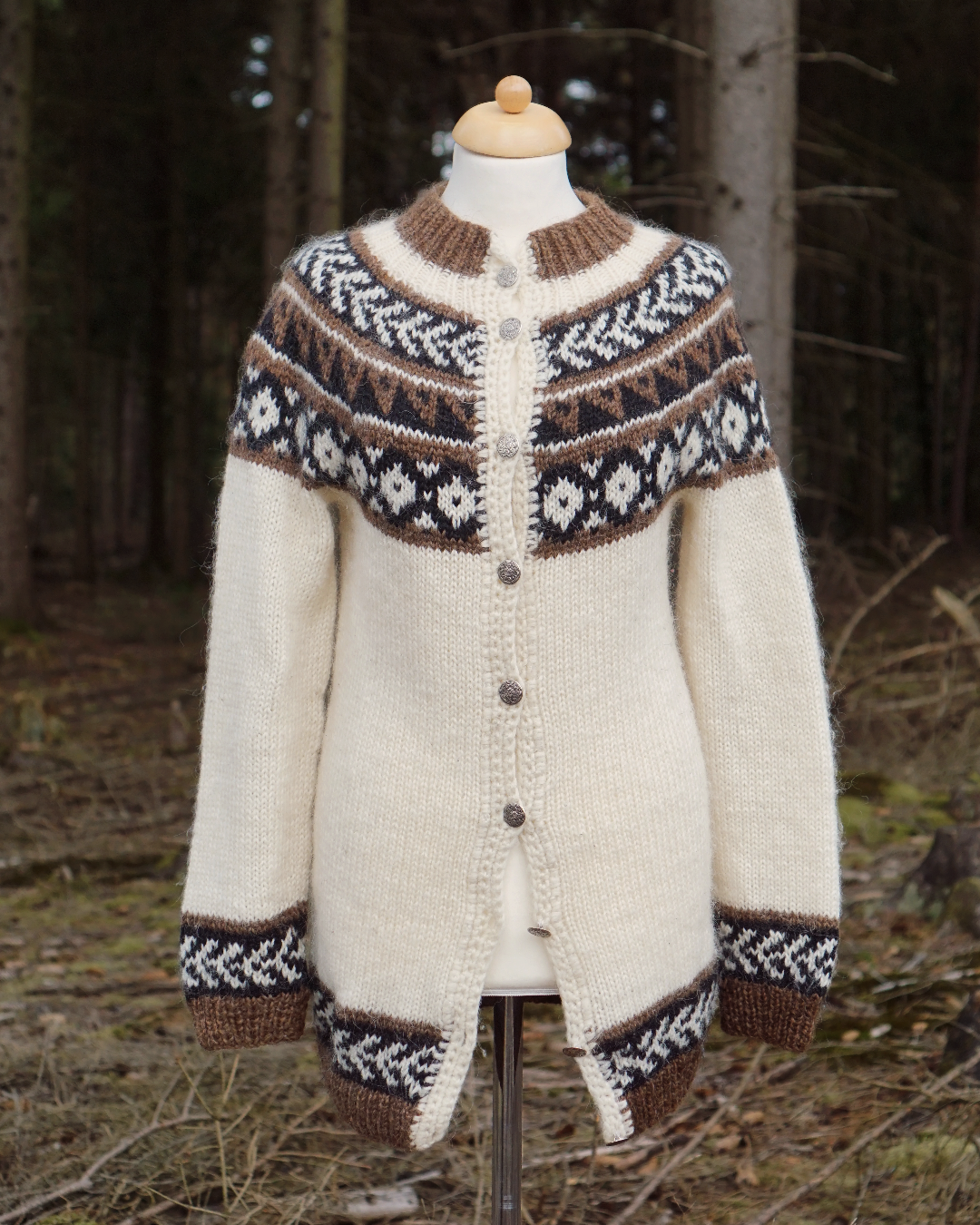 Iceland Knit Cardigan - Natural / Brown
