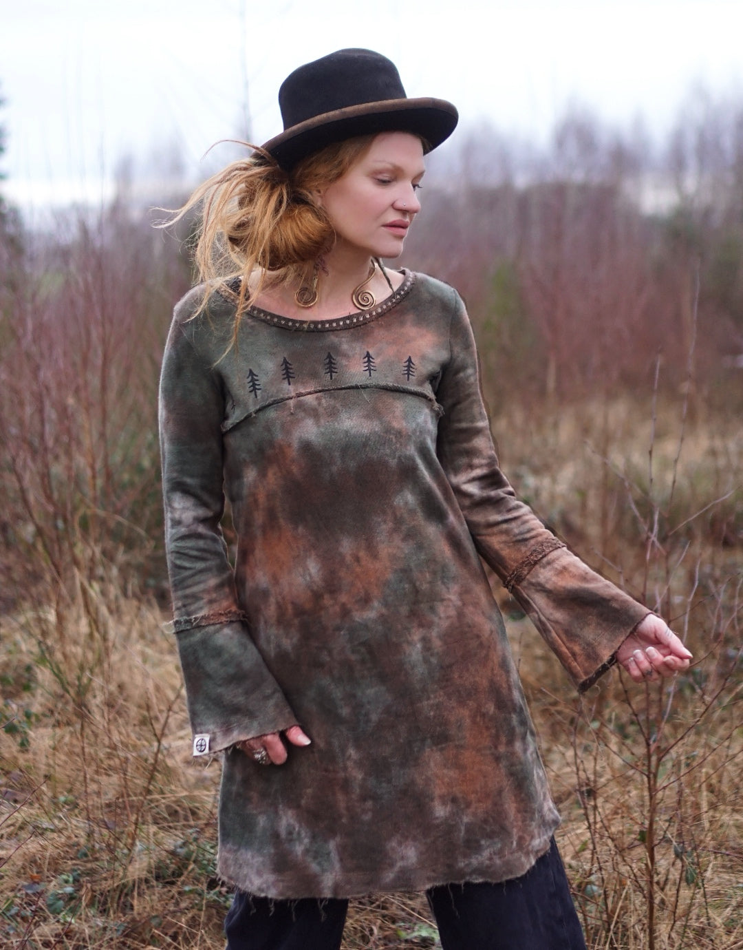 Hemp Longsleeve / Dress - Fallen Leafs