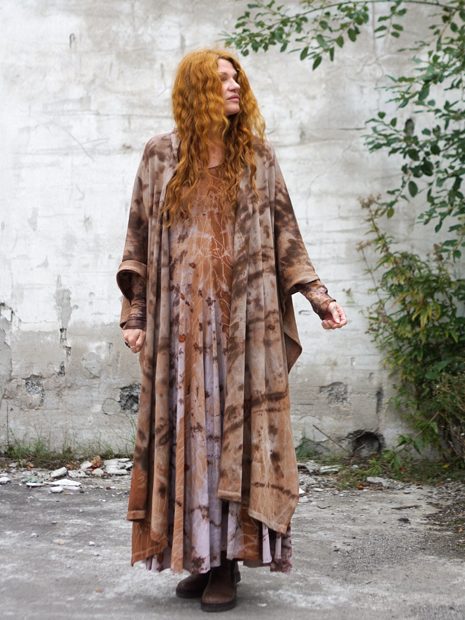Natural Habitat Poncho - Copper Flakes Clay
