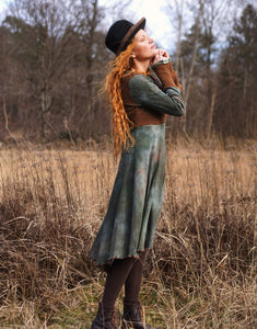 Knit Mix Midi Dress - Olive/Purple Black