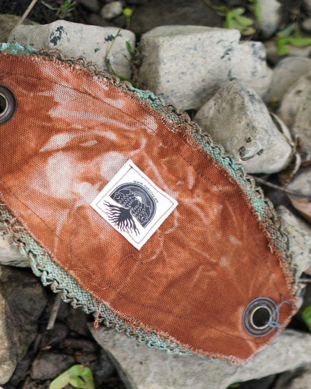 Fabric Belt Buckle -  Forest Green/Rust