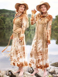 Free Spirit Midi Dress -  Cinnamon/Beige