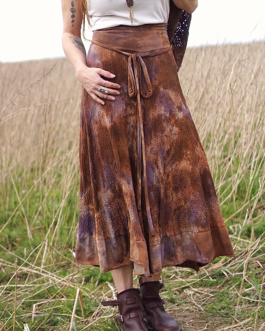 Ella Maxi Dance Skirt - Rusty brown with Lilac