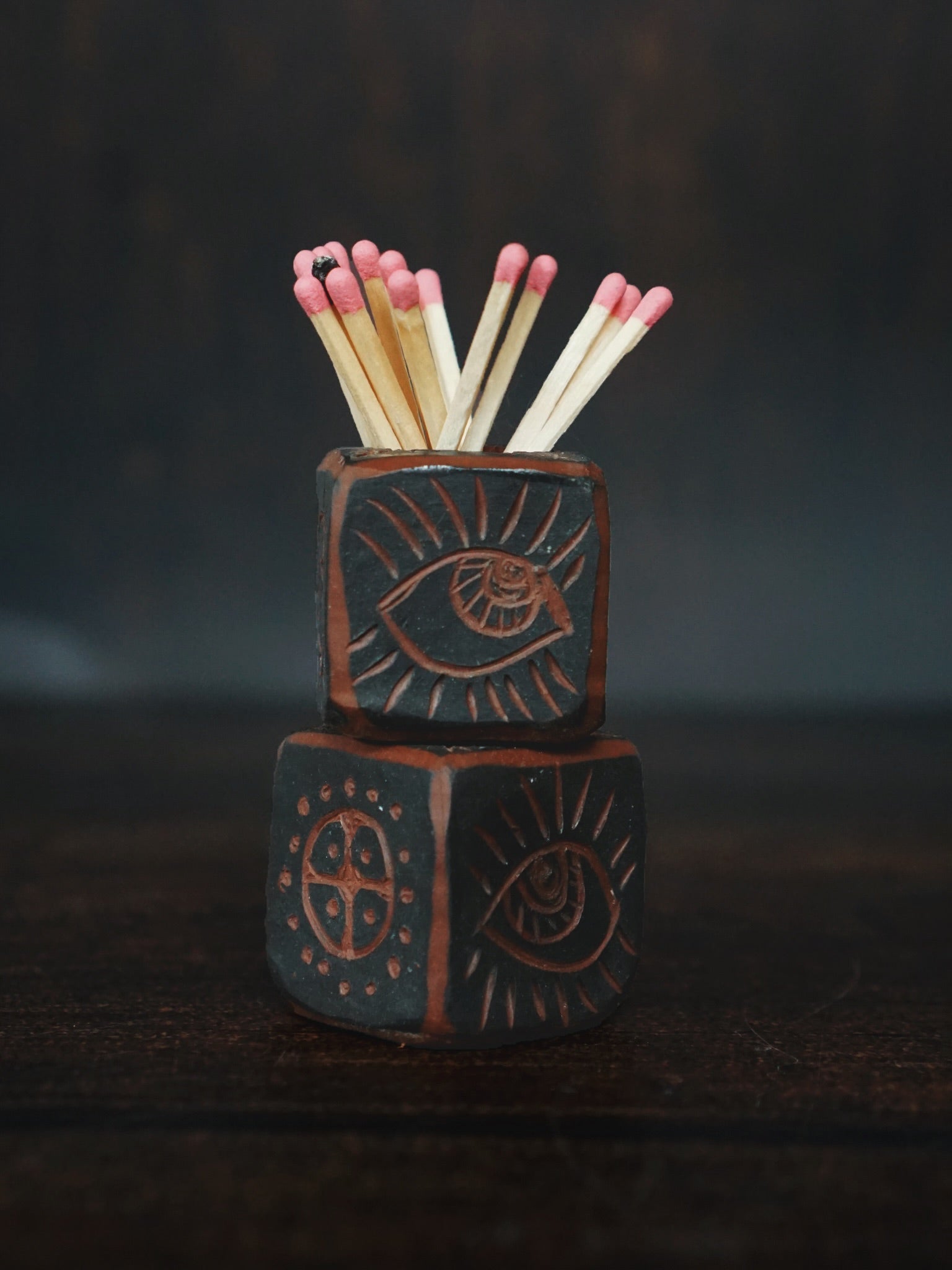 Magic Matchbox and Storage Candleholder - black