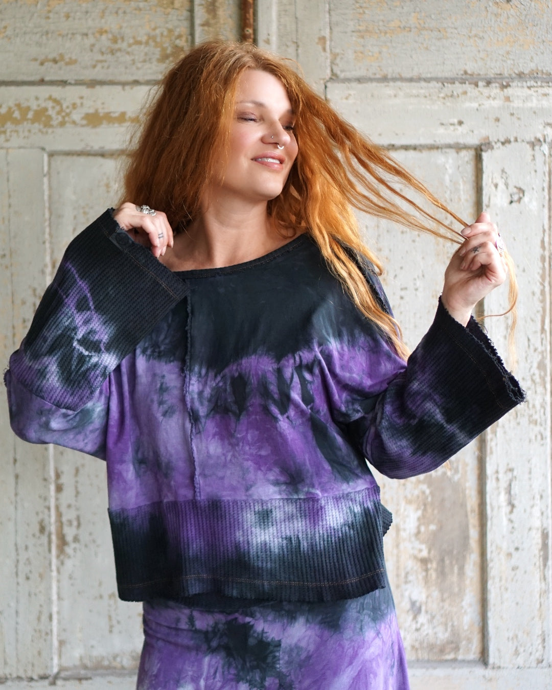 Cozy Oversize Top  - Purple / Black