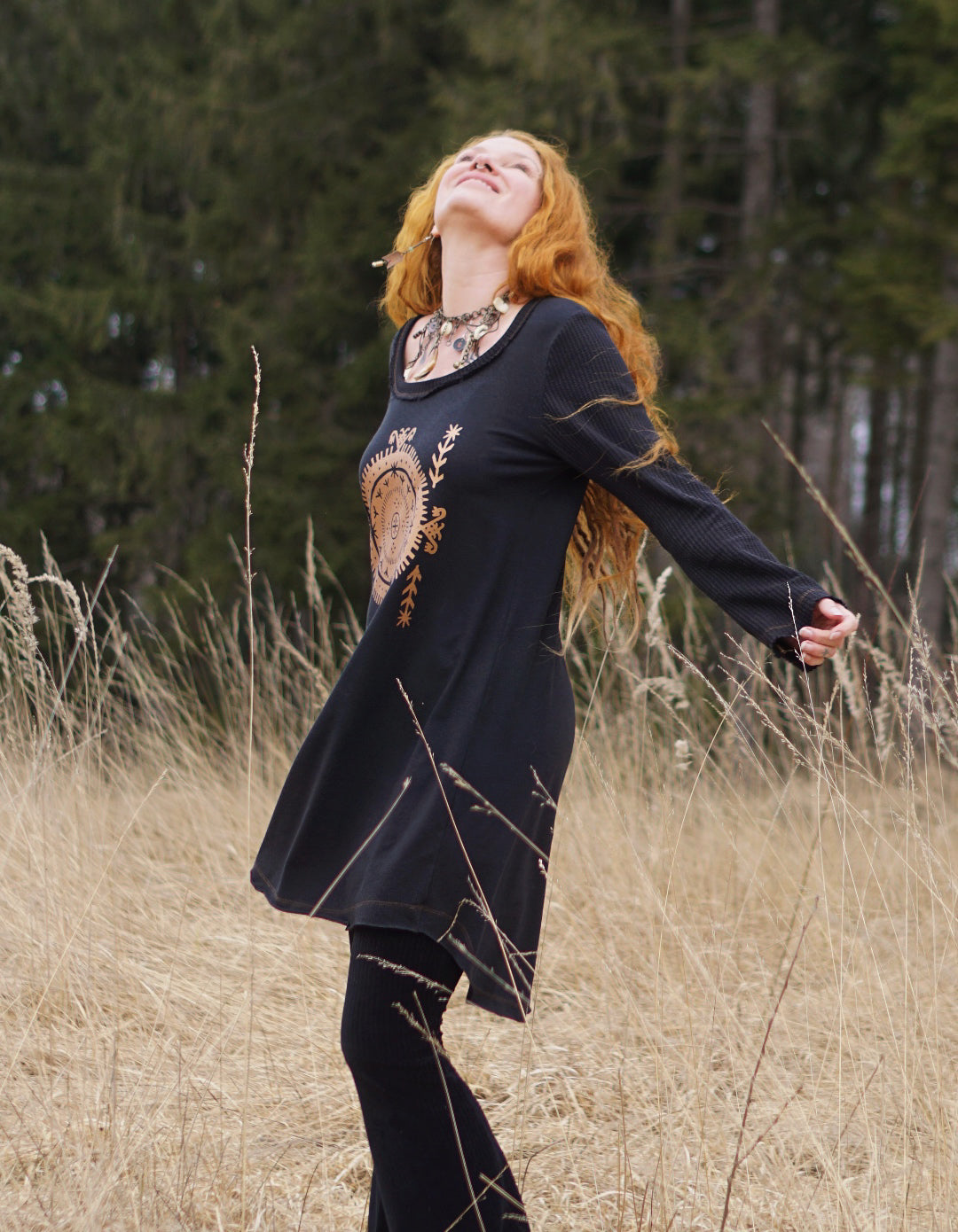 Cozy Oversized Long Sleeve Dress - Raven Black