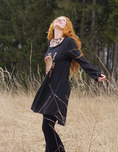 Cozy Oversized Long Sleeve Dress - Raven Black