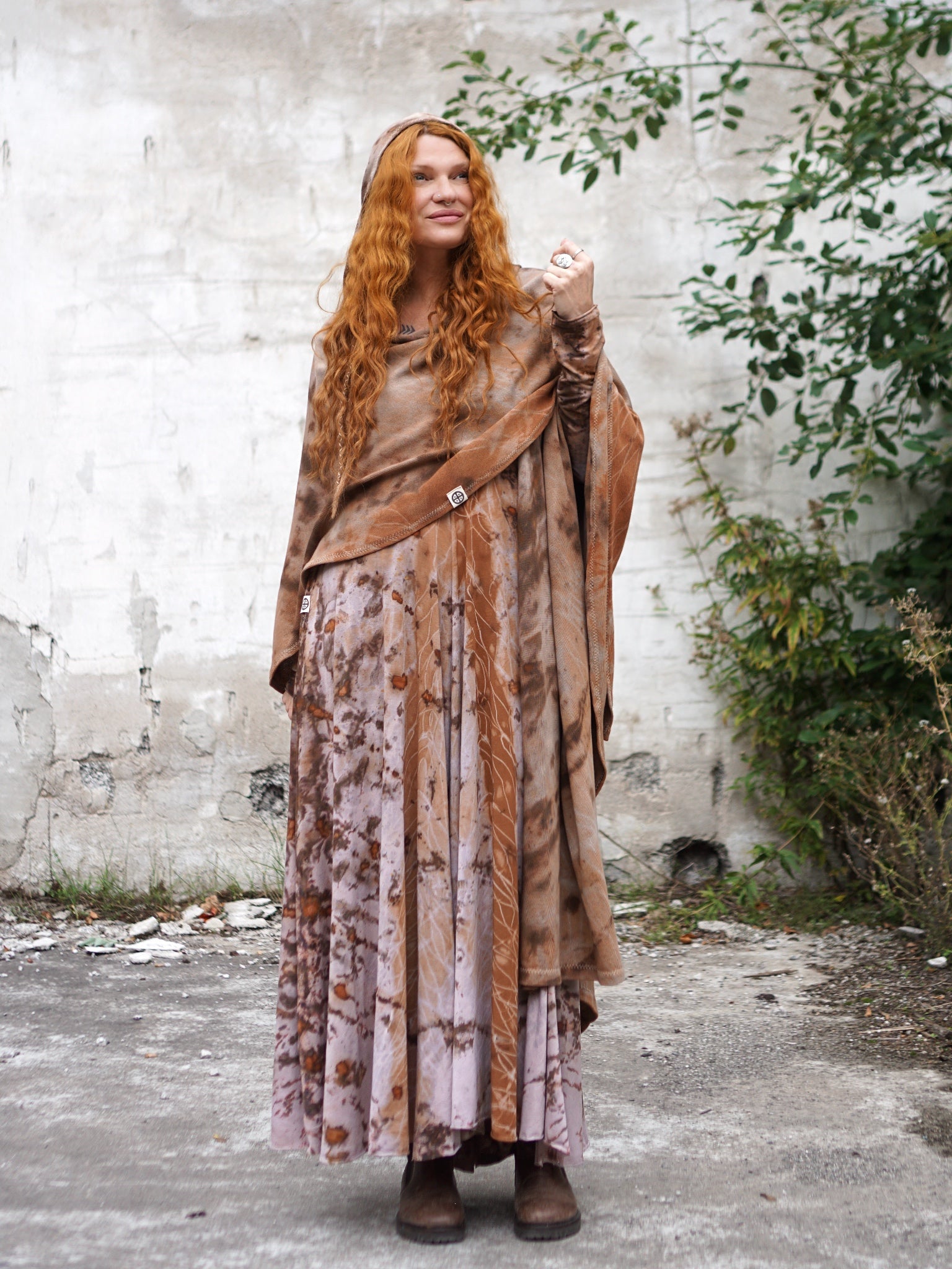 Natural Habitat Poncho - Copper Flakes Clay