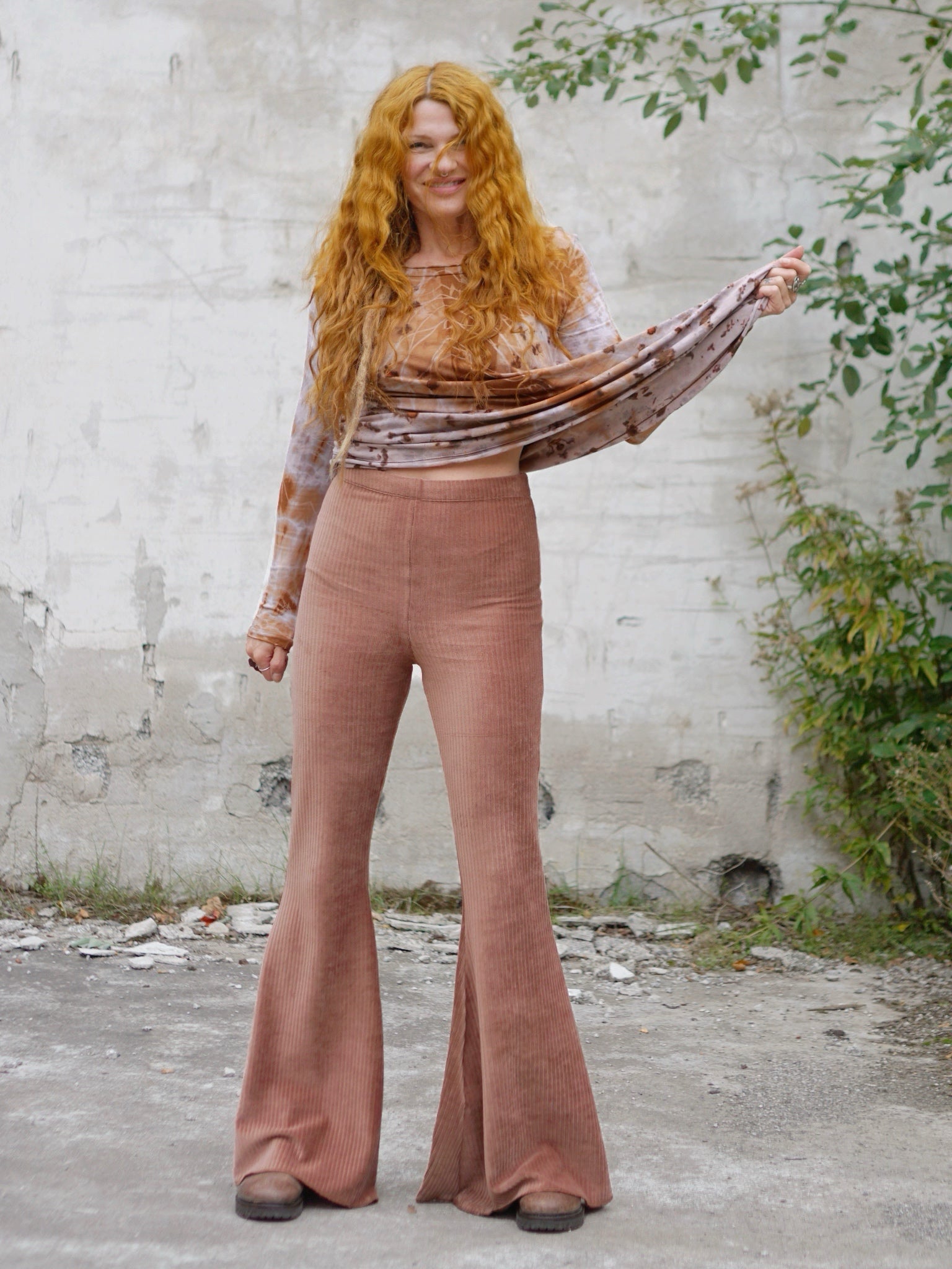 Flared Leggings - Light Brown