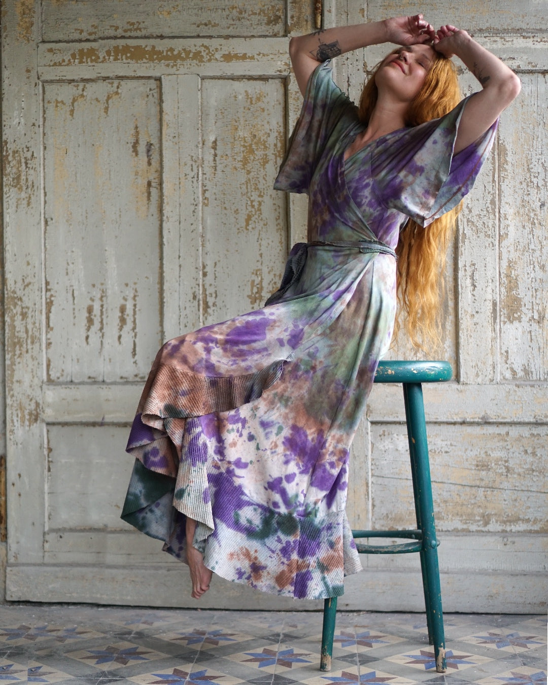 Wrap Dress   - Purple / Forest Whispering